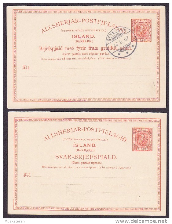 Iceland Postal Stationery Ganzsache 10/10 A Christian IX./Frederik VIII. Frage- & Antwort-teile (2 Scans) - Ganzsachen