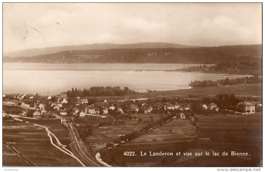 LE LANDERON ET VUE SUR LE LAC DE BIENNE -  Janvier 1923 - Le Landeron