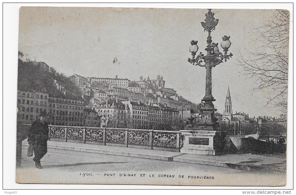 LYON - PONT D' AINAY ET LE COTEAU DE FOURVIERES AVEC PERSONNAGE - CPA NON VOYAGEE - Autres & Non Classés