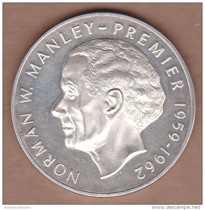 AC - JAMAICA 5 DOLLARS 1973 SILVER COIN NORMAN W MANLEY 1959 - 1962 RARE TO FIND - Jamaica