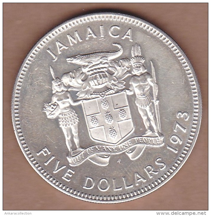 AC - JAMAICA 5 DOLLARS 1973 SILVER COIN NORMAN W MANLEY 1959 - 1962 RARE TO FIND - Jamaica