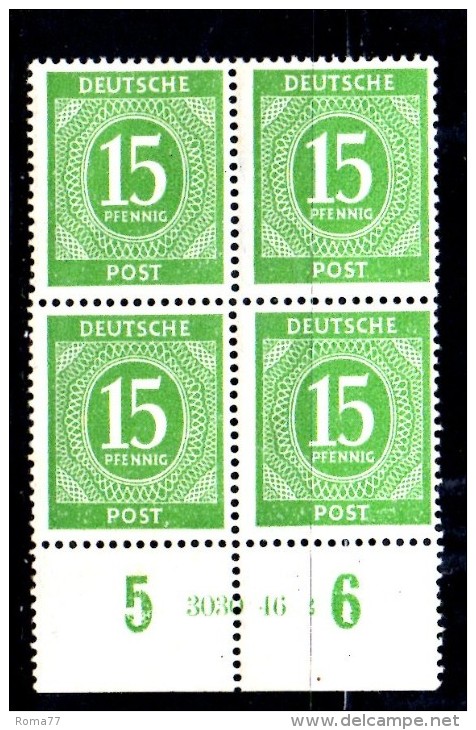 ENR76B  - GERMANIA OCCUPAZIONE 1946 , Quartina Del 15 Pf.  ***  MNH - Altri & Non Classificati