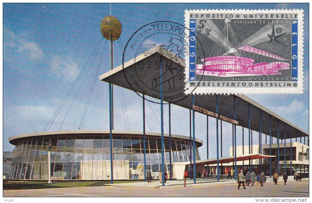 Carte Maximum BELGIQUE N°Yvert 1052 (EXPO BRUXELLES) Obl Sp Ill 1958 - 1951-1960