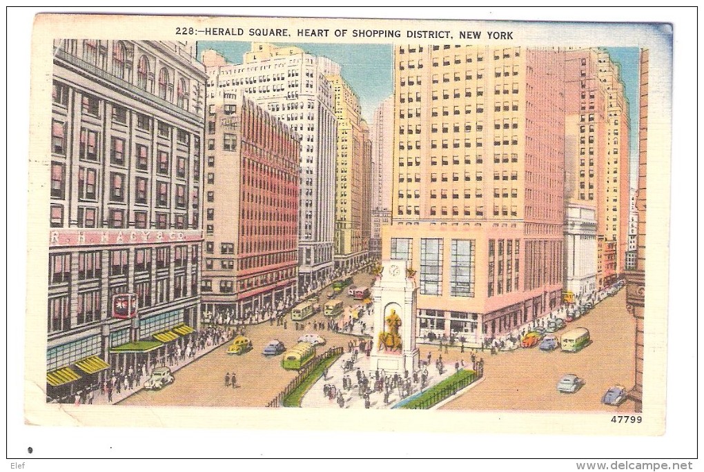 Herald Square , Heart Of Shopping District , NEW YORK USA 1948 , > Vincennes, France , TB - Places & Squares