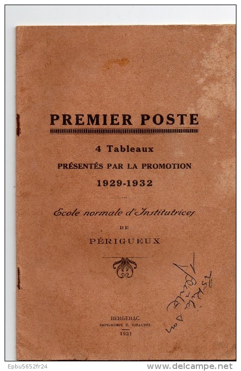 Premier Poste 4 Tableaux Présentés Par La Promotion 1929-1932 ECOLE NORMALE D'INSTITUTRICES De Périgueux (Lot 1 ) - 18 Ans Et Plus