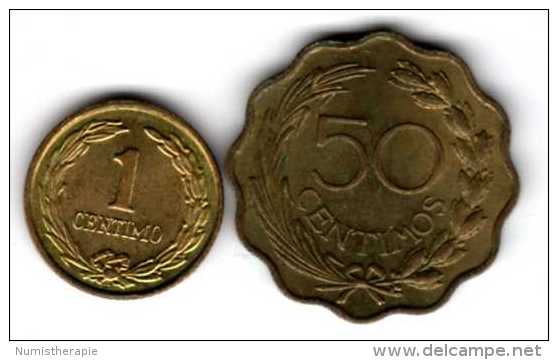 Paraguay : Lot De 2 Pièces : 1 Centimo 1950 & 50 Centimos 1953 - Paraguay