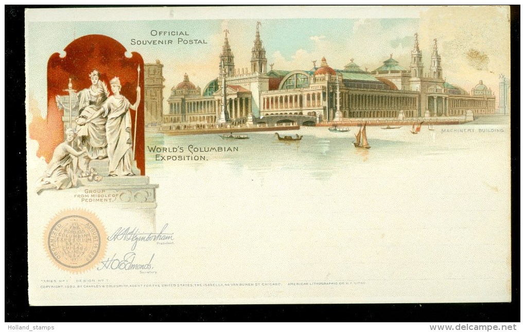 USA * OFFICIAL SOUVENIR POSTAL * World's Columbian Exposition  (3767p) Copyright 1893 - Other & Unclassified