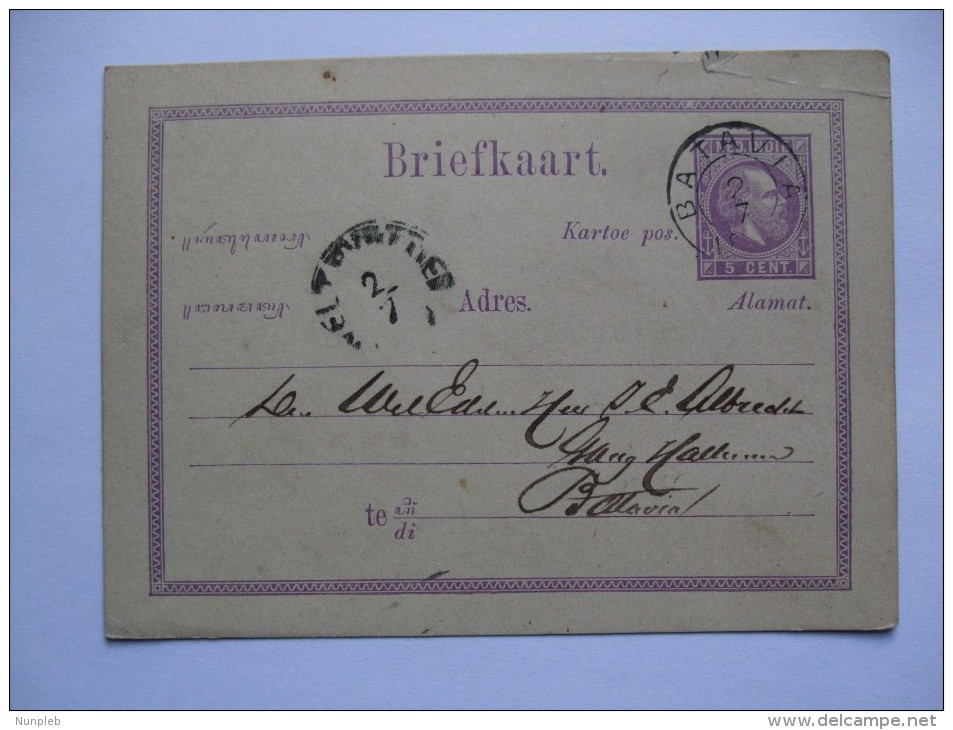 NETHERLANDS INDIES 1879 POSTAL STATIONARY CARD WITH BATAVIA MARK - Indie Olandesi