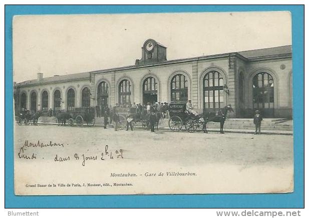 CPA Attelages Devant La Gare De Villebourbon MONTAUBAN 82 - Montauban