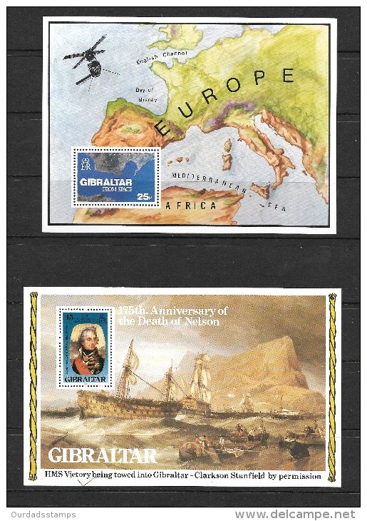 Gibraltar Minisheets, Death Of Nelson & Gibraltar From Space. Pristine (B4253) - Gibraltar