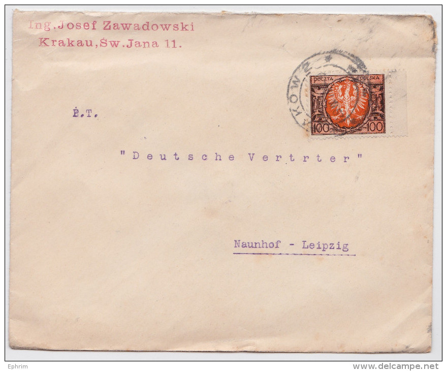 KRAKAU - KRAKOW - CRACOVIE - Polen - Poland - Lettre Pologne - Enveloppe Timbrée Pour Naunhof-Leipzig - Mail Cover - Covers & Documents