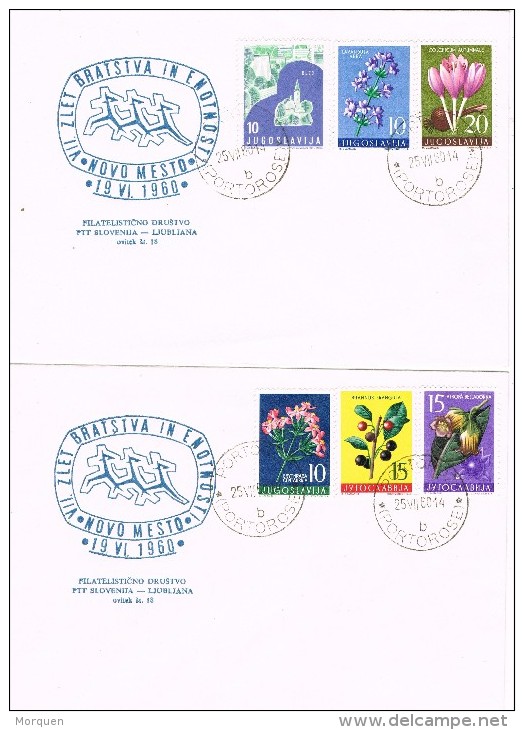 17300. 2 Cartas F.D.C. PORTOROSE (Jugoslavia) 1960. Plantas Medicinales - Geneeskrachtige Planten