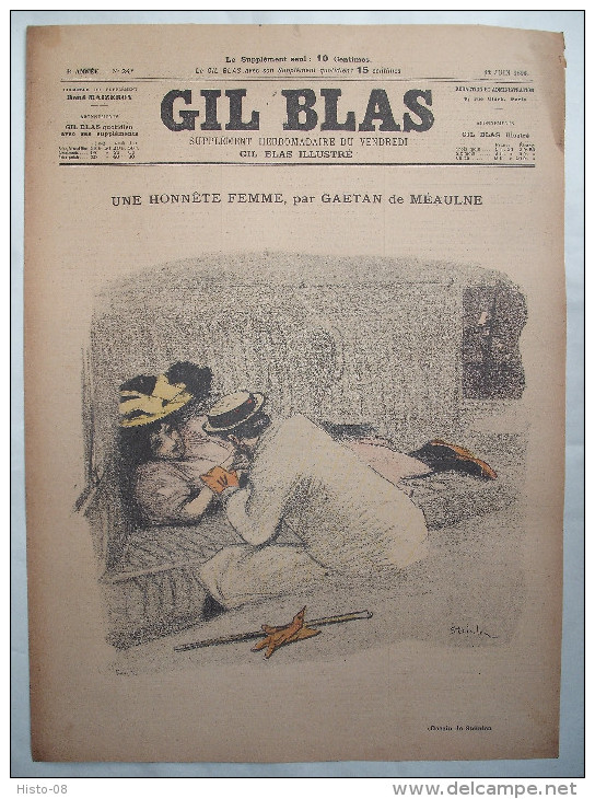 . GIL BLAS .1896 . N° 24 .: UNE HONNETE FEMME Par G. De MEAULNE..  T. BOTREL ..   . DESSINS , STEILEN , BALLURIAU .. .. - 1850 - 1899