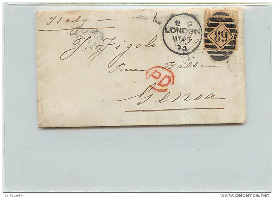 6 PENNY  - DA LONDRA A GENOVA - SU BUSTA - Storia Postale