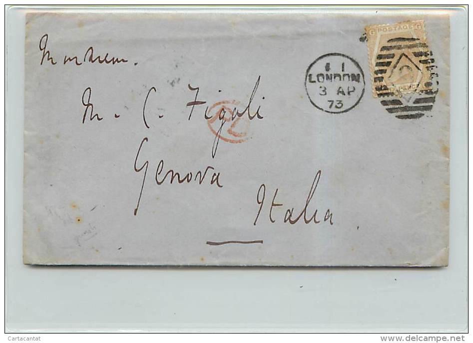 6 PENNY  - DA LONDRA A GENOVA - SU BUSTA - Storia Postale