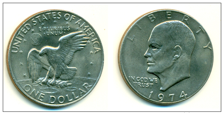 1974 USA Eisenhower One Dollar Coin - 1971-1978: Eisenhower