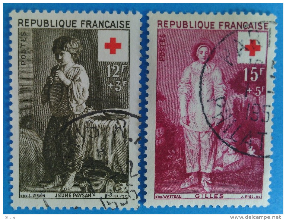 France 1956 : Surtaxe Au Profit De La Croix-Rouge N° 1089 à 1090 Oblitérés - Oblitérés