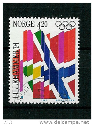 Norway Norge 1992 Olympic Winter Games Lillehammer 1994, Flags Mi 1106  Cancelled(o) - Hiver 1994: Lillehammer