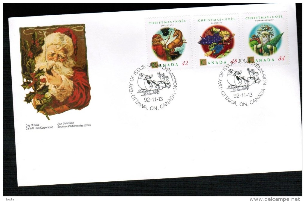 CANADA, 1992, FDC # 1452-3-4, COMBO  CHRISTAS SANTA - 1991-2000