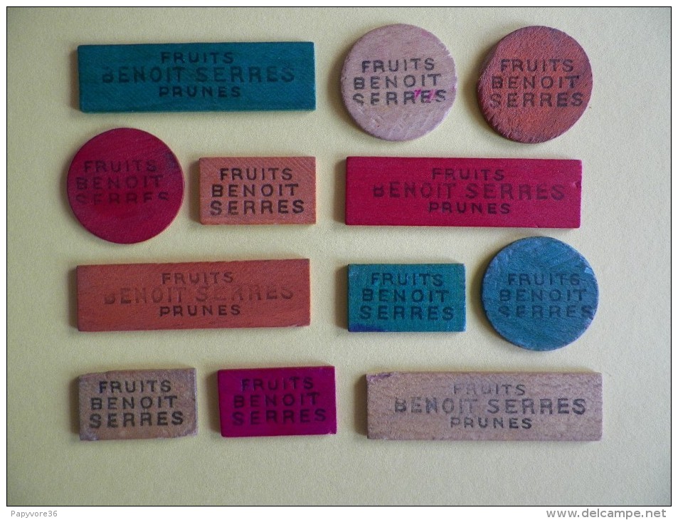 Lot De 12 JETONS De JEU Différents - Marque Benoît SERRES - Couleur Vert, Jaune, Orange Et Rouge - Alcools