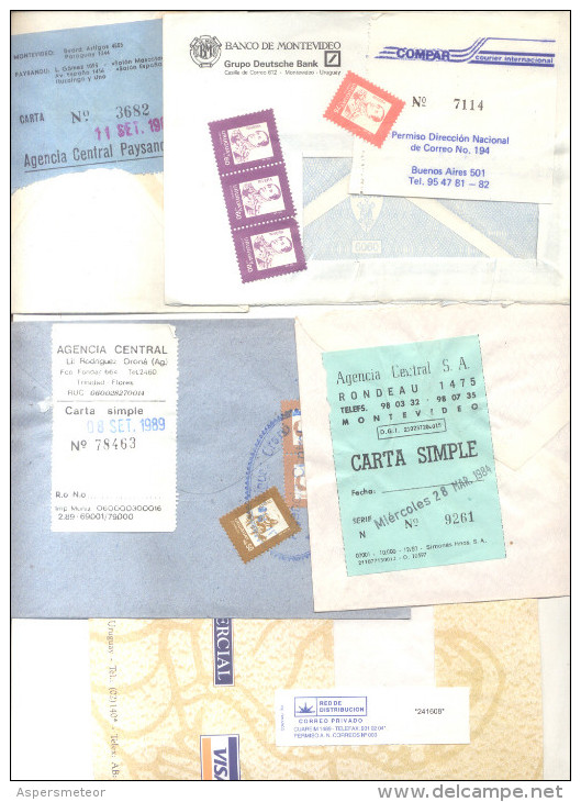 94 RARE PRIVATE COURIERS ENVELOPES AND OTHERS FROM URUGUAY MOST OF THEM CHILI AND COLOMBIA BELLE COMPOSITION - Uruguay