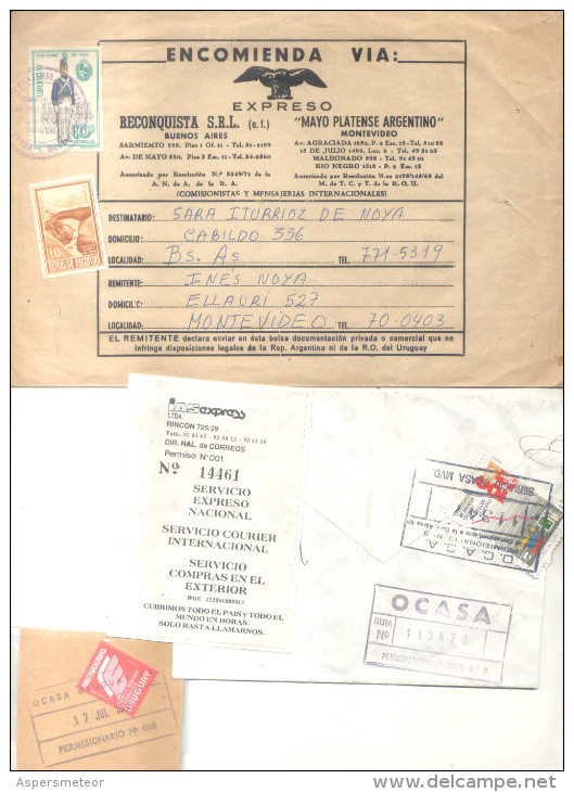 94 RARE PRIVATE COURIERS ENVELOPES AND OTHERS FROM URUGUAY MOST OF THEM CHILI AND COLOMBIA BELLE COMPOSITION