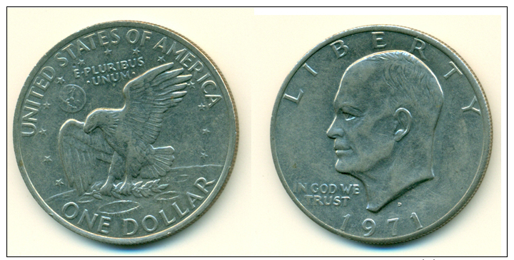 1971-D  USA  Eisenhower One Dollar Coin - 1971-1978: Eisenhower