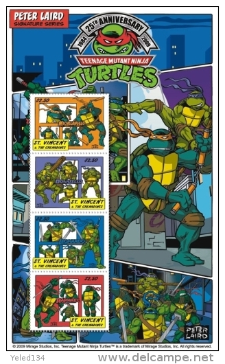 ST. VINCENT &  3669  MINT NEVER HINGED SOUVENIR SHEET OF NINJA TURTLES  (   0911 - Contes, Fables & Légendes