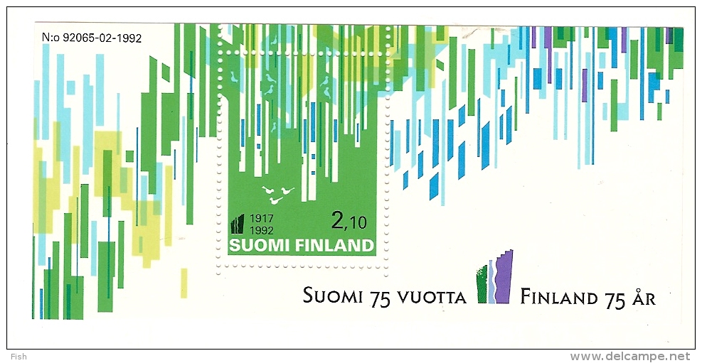 Finland ** & 75 Years Of Independence 1992 (9) - Blocs-feuillets