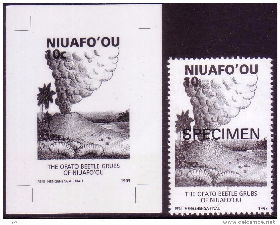 Niuafoou 1993 - 10s Volcano And Beetle Grub - Proof + Specimen - Tonga (1970-...)