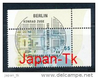 GERMANY  Mi.Nr. 2802 Konrad Zuse - ESST Berlin - Eckrand Oben Rechts- Used - Gebraucht