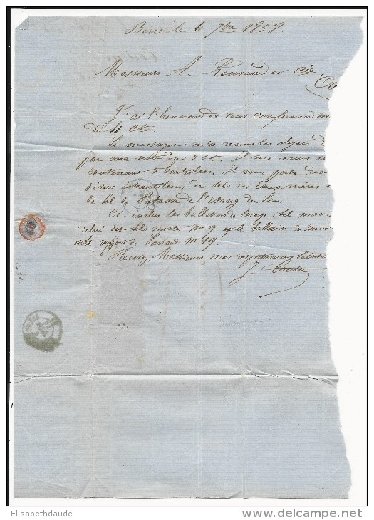 1858 - BdR - 40c + PAIRE 20c EMPIRE Sur LETTRE 3° ECHELON De BERRE Pour AIX - 1853-1860 Napoleon III