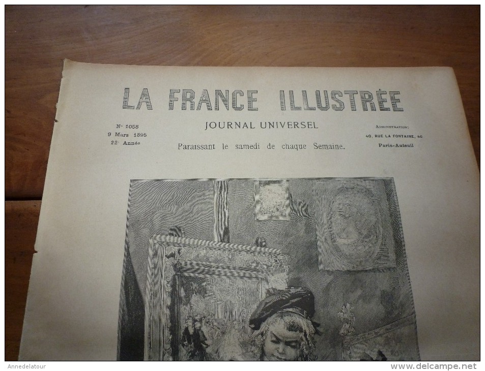 1895   LA FRANCE ILLUSTREE : Quai Malaquais à Paris;LA GASCOGNE Au Havre;L'ANGELUS En Mer (bateau N1173); Lait Mouillé - 1850 - 1899