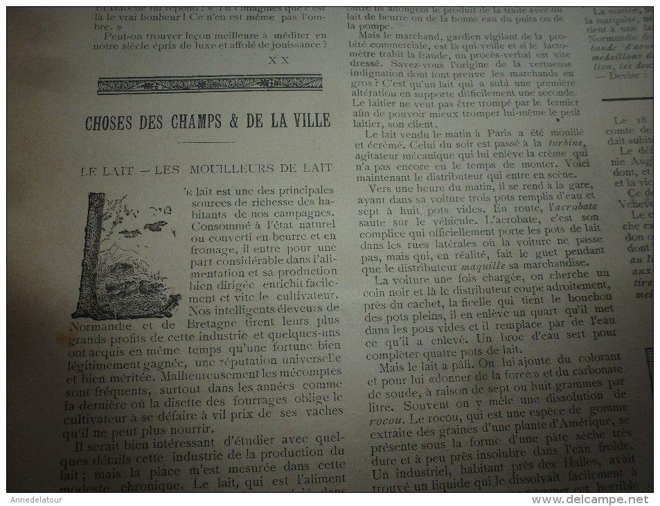 1895   LA FRANCE ILLUSTREE : Quai Malaquais à Paris;LA GASCOGNE au Havre;L'ANGELUS en mer (bateau N1173); Lait mouillé