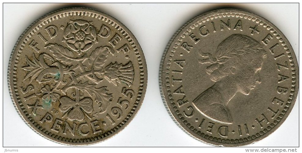 Grande Bretagne Great Britain 6 Pence 1955 KM 903 - H. 6 Pence