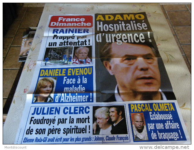 AFFICHE FRANCE DIMANCHE ADAMO REGARDEZ MES VENTES ! J´EN AI D´AUTRES - Magazines & Catalogues