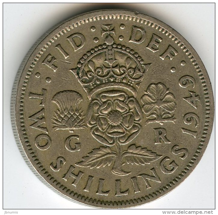 Grande Bretagne Great Britain 1 Florin 2 Shillings 1949 KM 878 - J. 1 Florin / 2 Schillings