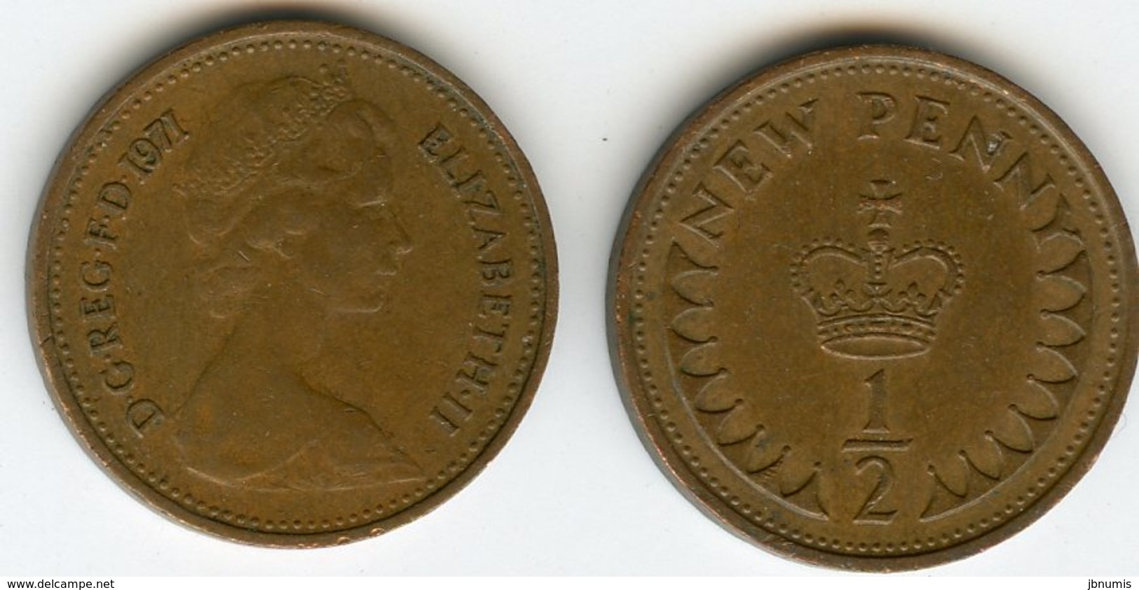 Grande Bretagne Great Britain 1/2 New Penny 1971 KM 914 - 1/2 Penny & 1/2 New Penny
