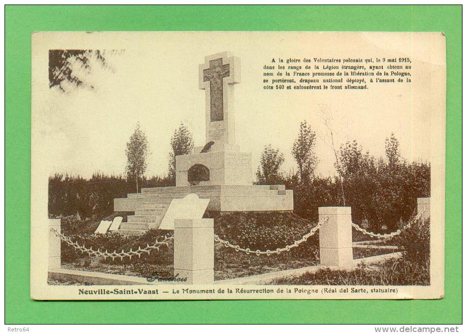 CPA  FRANCE  62  ~  NEUVILLE-SAINT-VAAST  ~  Le Monument De La Résurrection De La Pologne  ( Fauchois ) - Autres & Non Classés