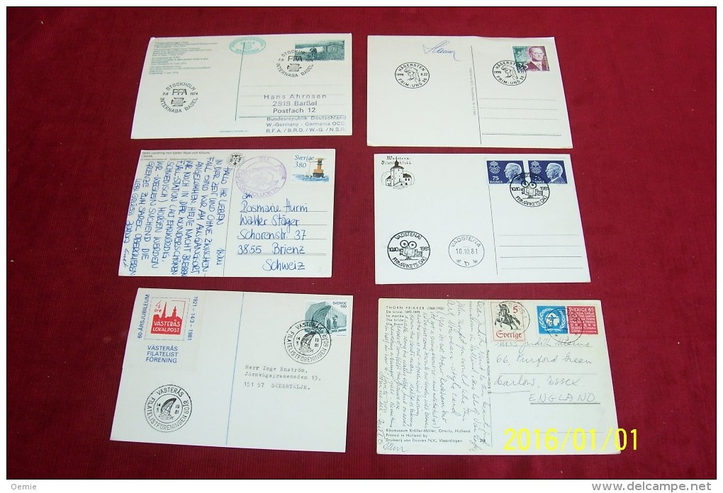 LOT 6 CARTES DE  PHILATELIQUE DE SUEDE - Lettres & Documents