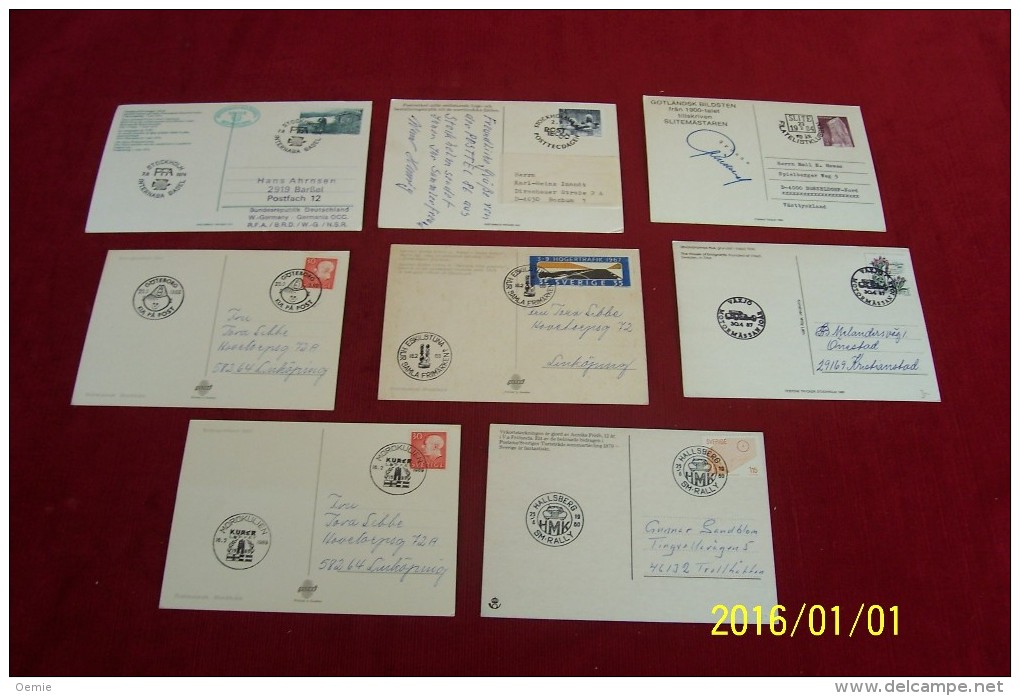 LOT 8 CARTES DE  PHILATELIQUE DE SUEDE - Collections