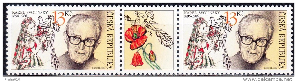 Czech Rep. / Stamps (2016) 0873 (2x) Sv K: Karel Svolinsky (1896-1986) Painter, Pedagogue (folk Costume, Flowers, Birds) - Nuevos