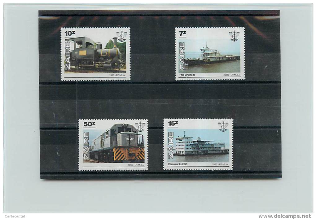 CONGO ZAIRE 1985 - TRENI - TRAIN -LOCOMOTIVES - 4 VALORI - Mint/hinged