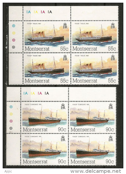 Navires Desservant L'île Montserrat.  2 Blocs De 4 Neufs **  Côte 8.20 € - Montserrat