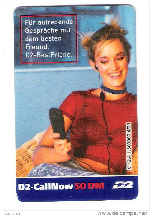 Germany - D2 Vodafone - Call Now Card - Girl On Phone - V13.4 - Date 01/03 - Cellulari, Carte Prepagate E Ricariche