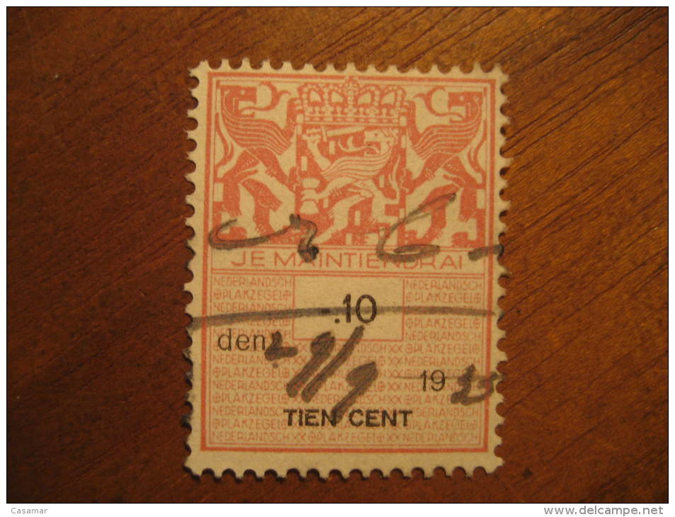 1933 ? 10 Cent. Je Maintiendrai Revenue Fiscal Tax Postage Due Official Netherlands Holland - Revenue Stamps