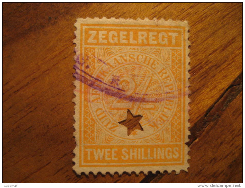 ZEGELREGT Zuid Afrikaansche Republiek 2 Shillings Revenue Fiscal Tax Postage Due Official Netherlands Holland - Fiscale Zegels