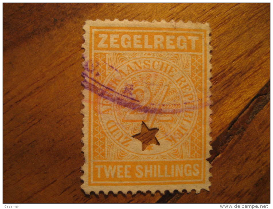 ZEGELREGT Zuid Afrikaansche Republiek 2 Shillings Revenue Fiscal Tax Postage Due Official Netherlands Holland - Steuermarken