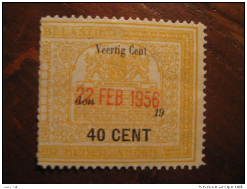 40 Cent Belasting Der Nederlanden Je Maintiendrai Revenue Fiscal Tax Postage Due Official Netherlands Holland - Revenue Stamps
