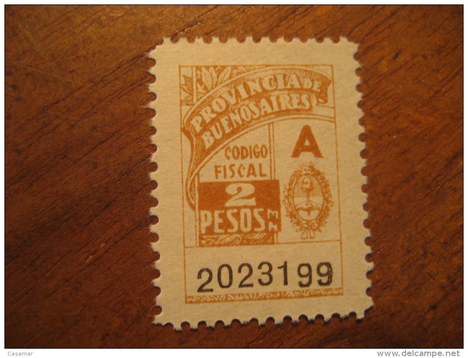 BUENOS AIRES 2 Pesos Codigo Fiscal A Revenue Fiscal Tax Postage Due Official Argentina - Buenos Aires (1858-1864)